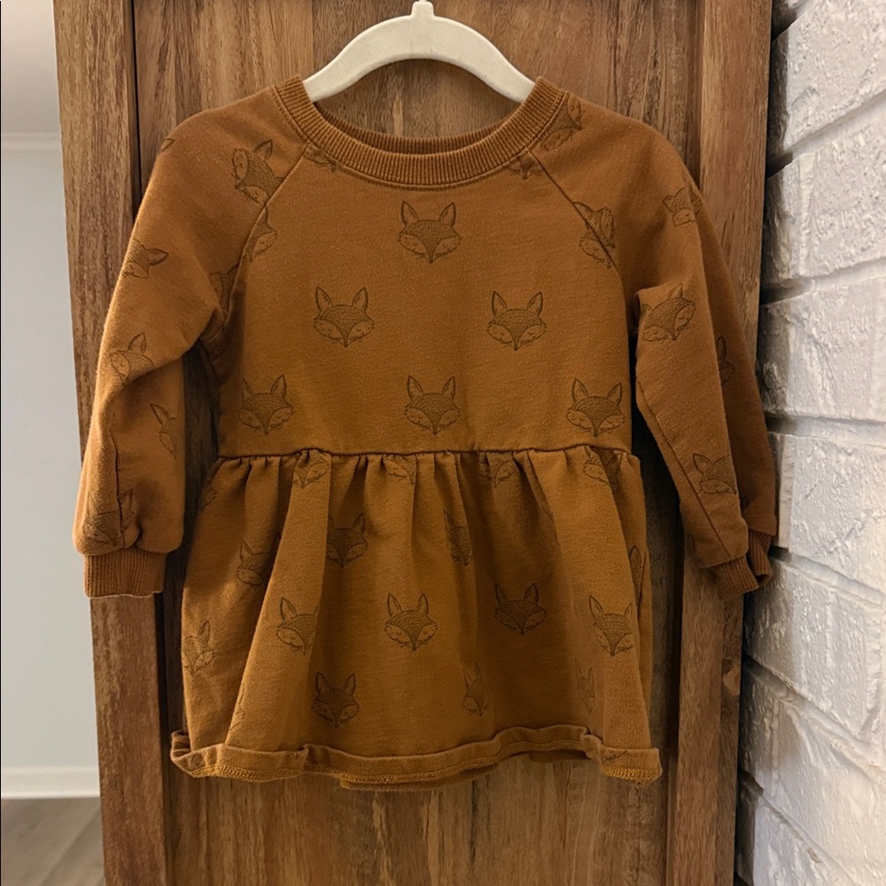 Rylee + Cru Rust Fox Print Kids Sweater
